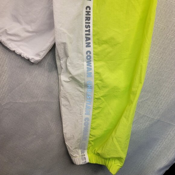 ASOS DESIGN x Christian Cowan Curve logo track top Neon Yellow White Crop 18 - Picture 7 of 13